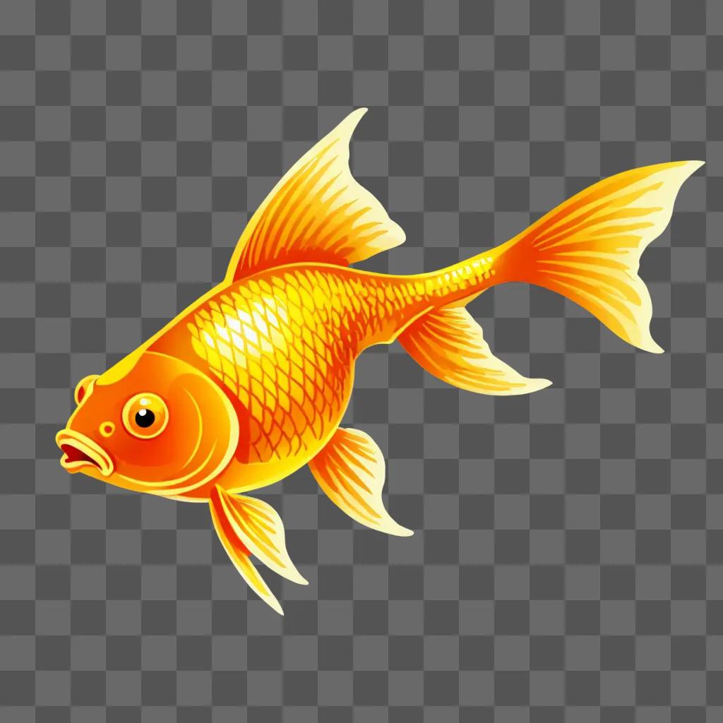 An orange drawing of a gold fish