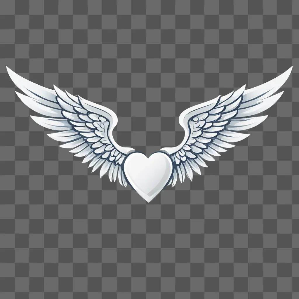 Angel wings with a heart on it