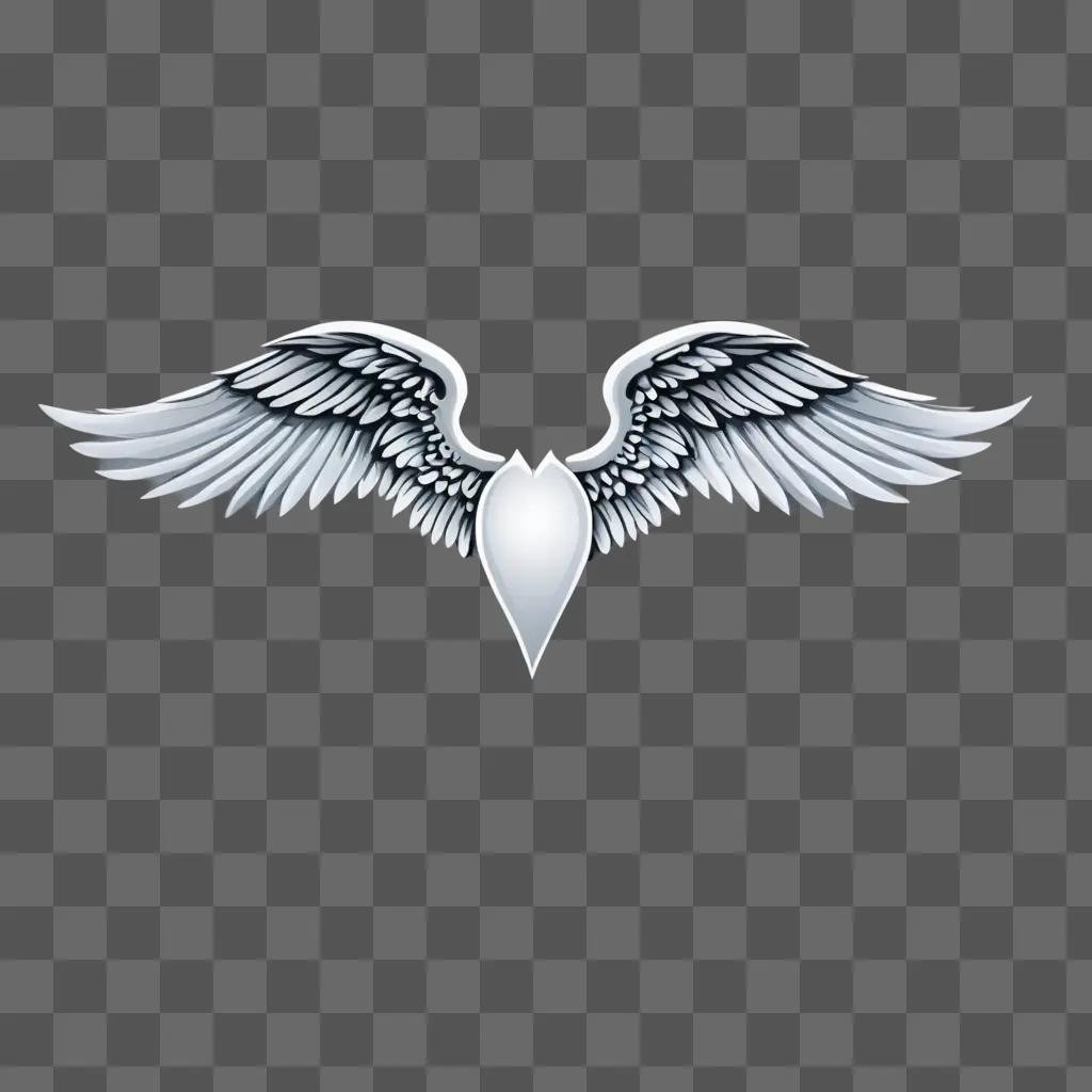 Angelic wings displayed in a gray background