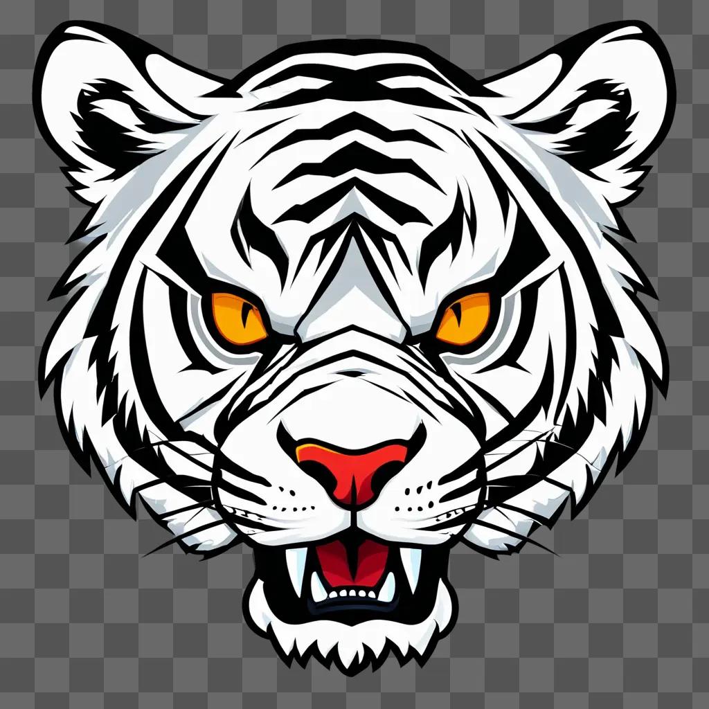 Angry tiger head with yellow eyes and red mouth