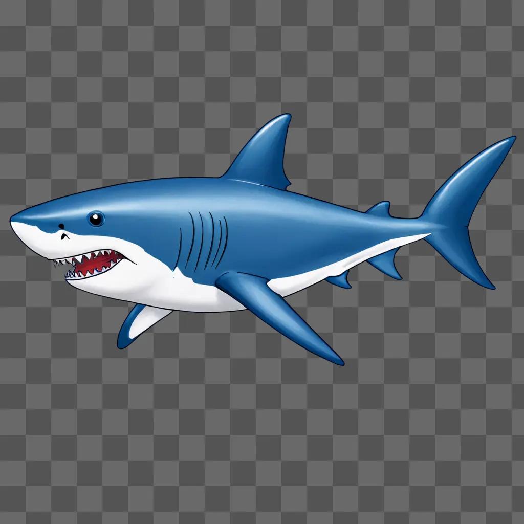 Animated cartoon shark drawing for kids