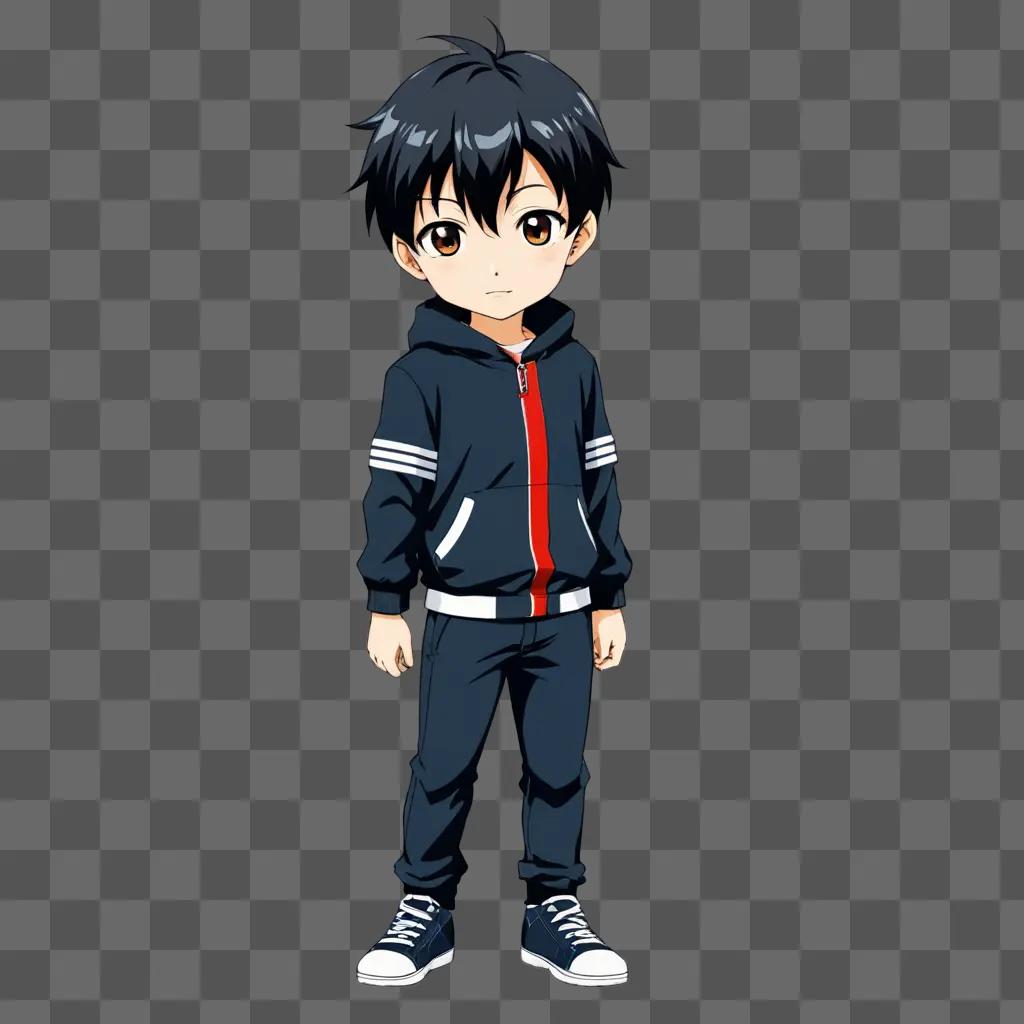 Anime boy in a jacket standing