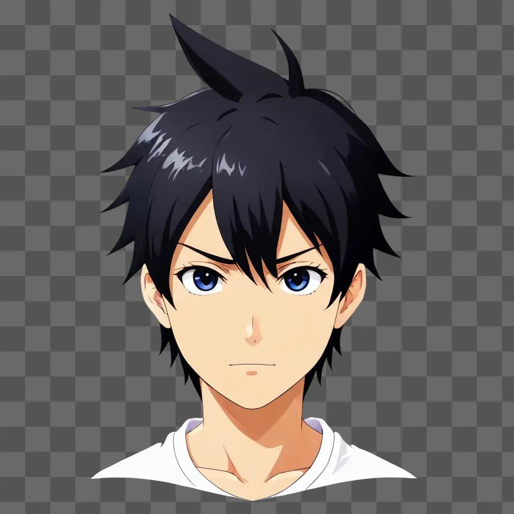 Anime boy with black hair in a white shirt