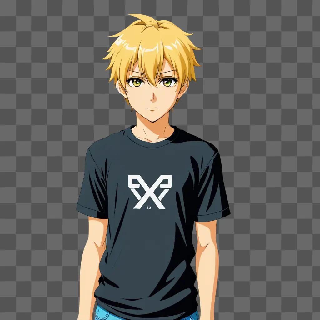 Anime boy with blonde hair poses for picture