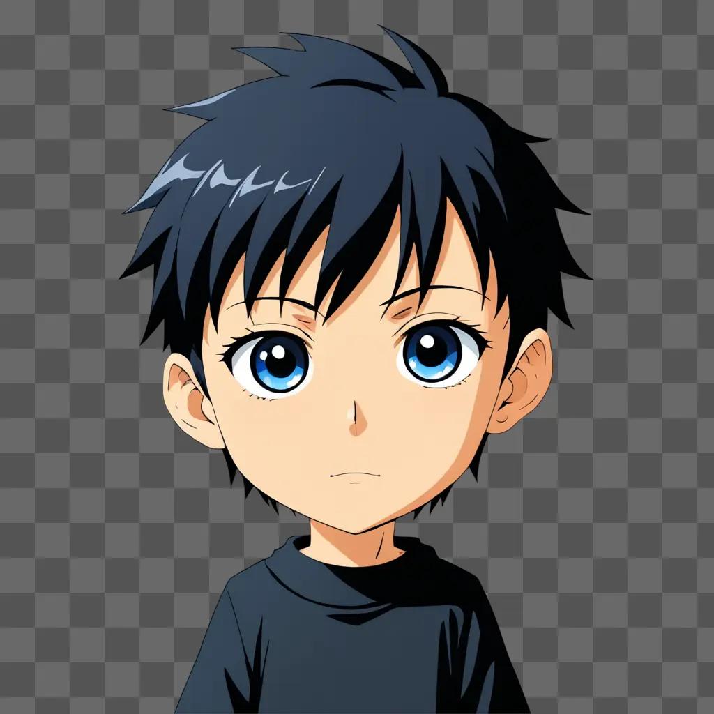 Anime boy with blue eyes in black shirt