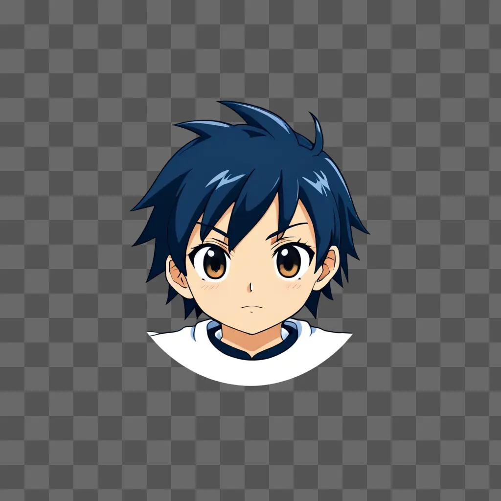 Anime boy with blue hair and white shirt