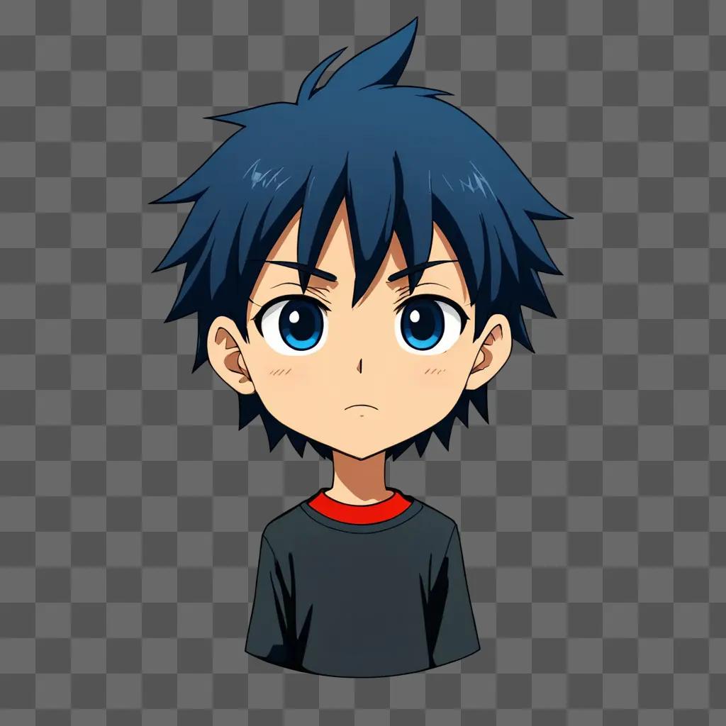 Anime boy with sad expression and black hair