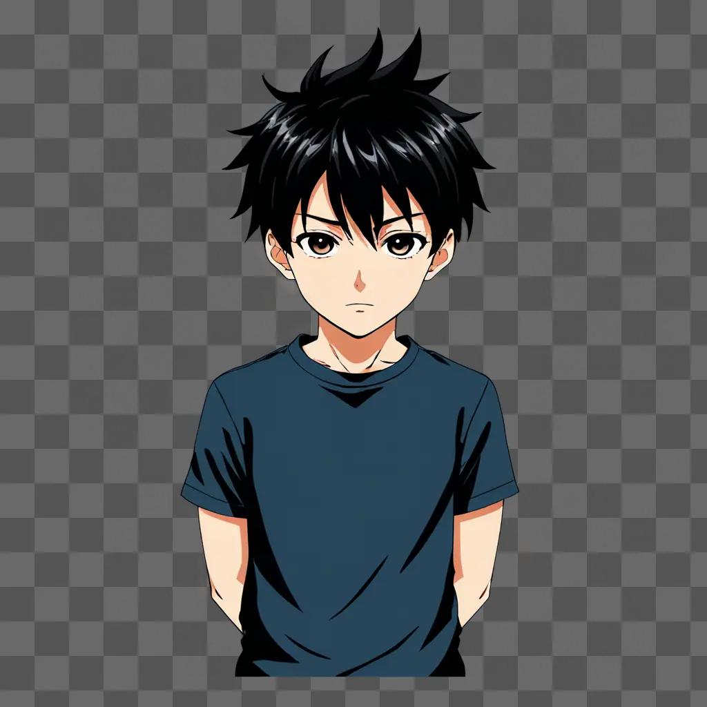 Anime boy with short hair and black shirt