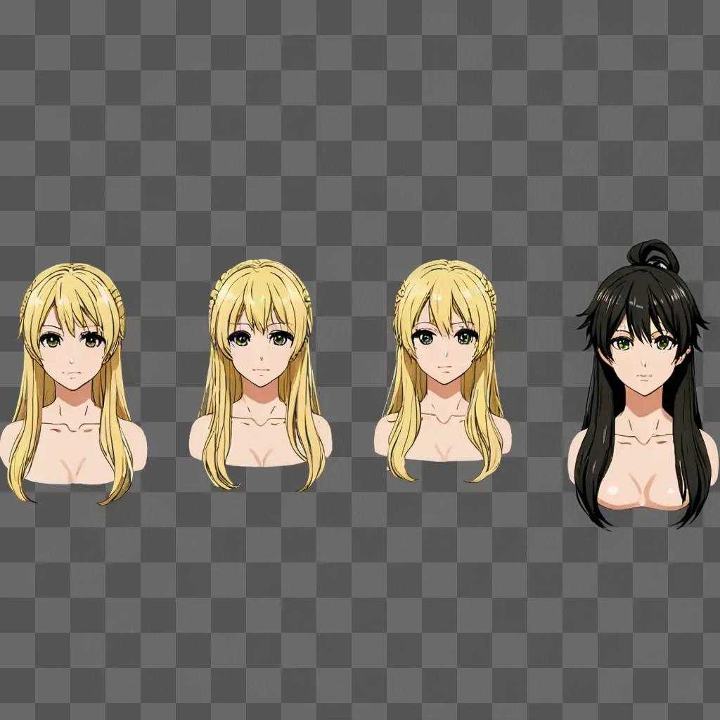 Anime girl hairstyles change in 4 different stages