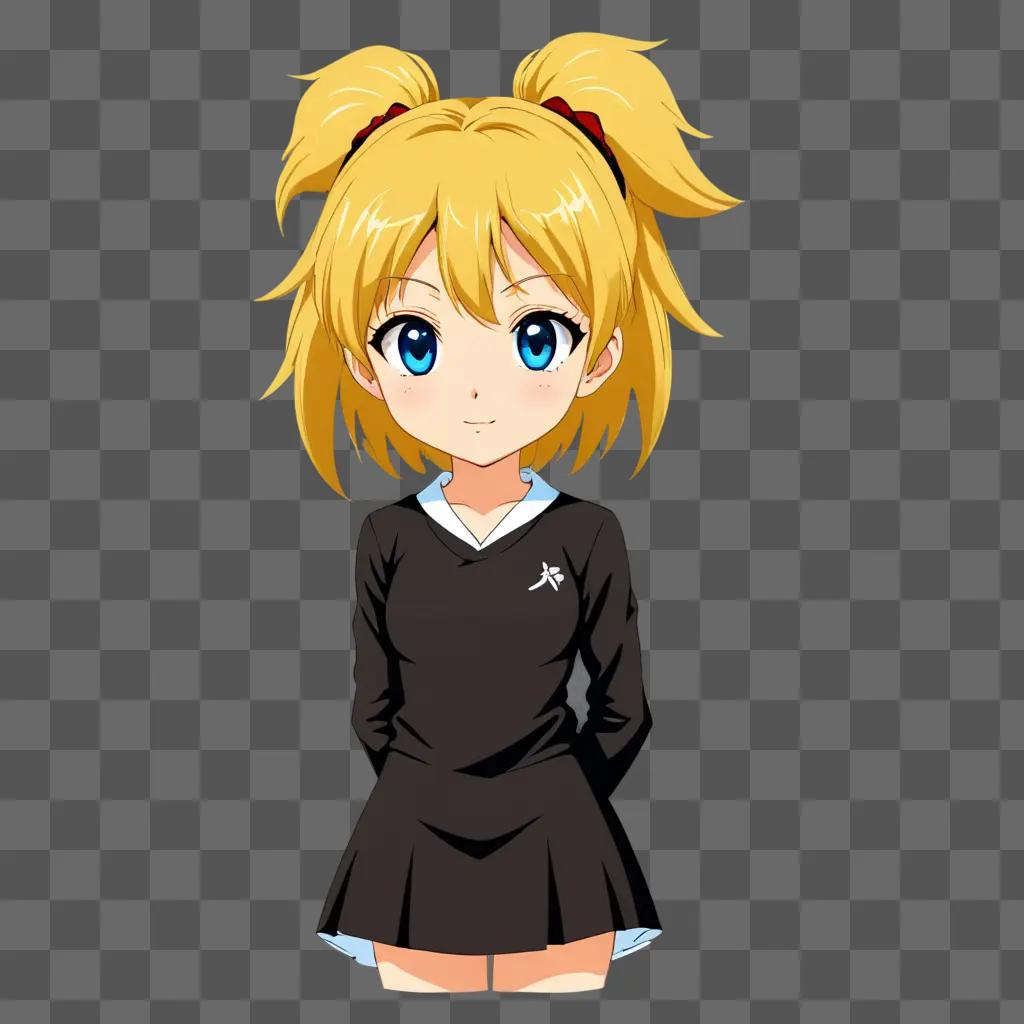 Anime girl in black with blonde hair