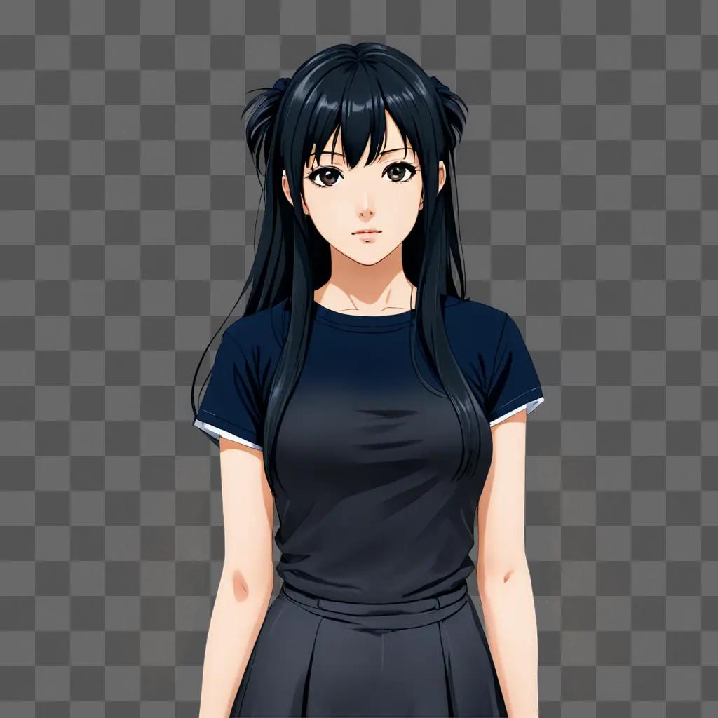 Anime girl with black hair poses for a picture