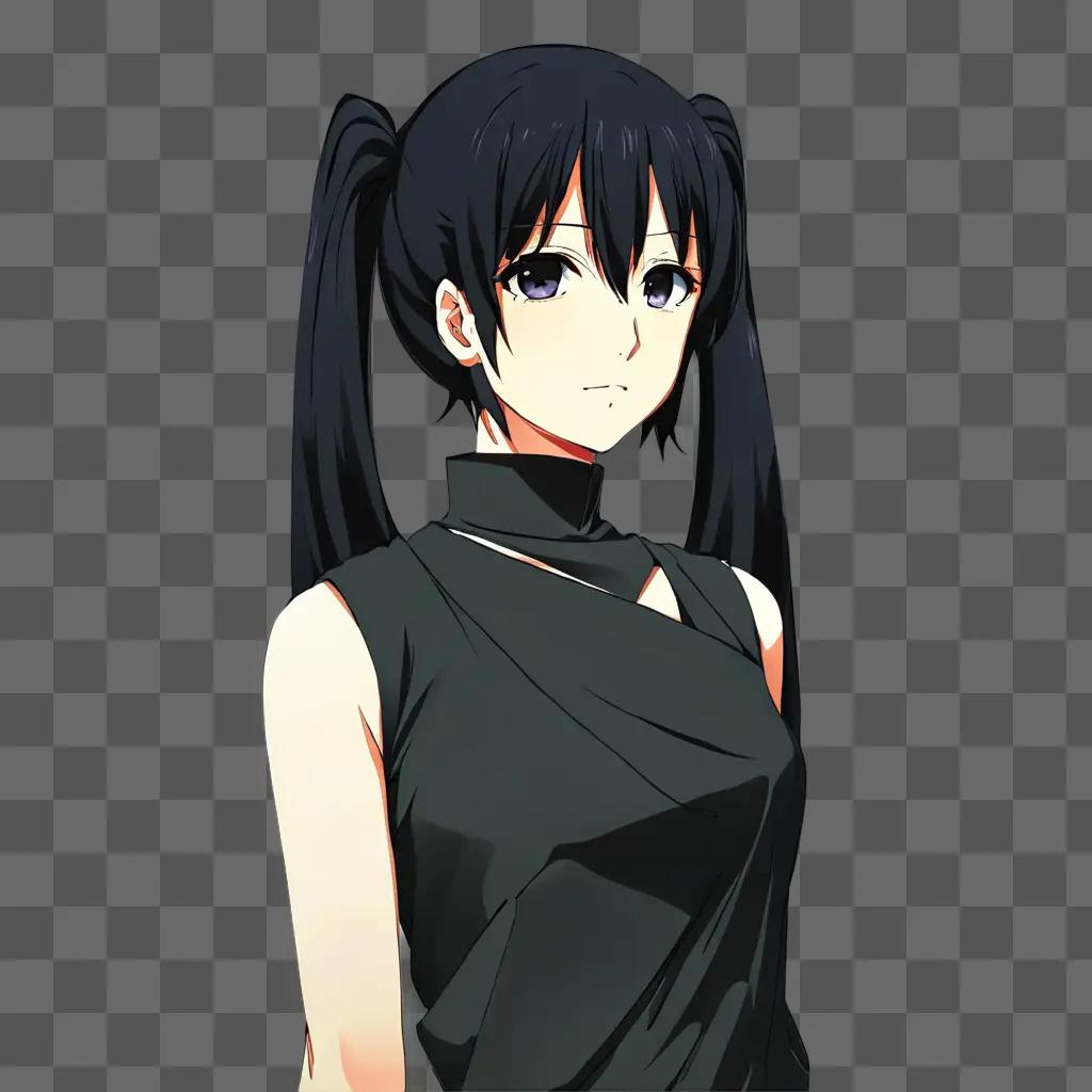 Anime girl with black hair poses for the camera