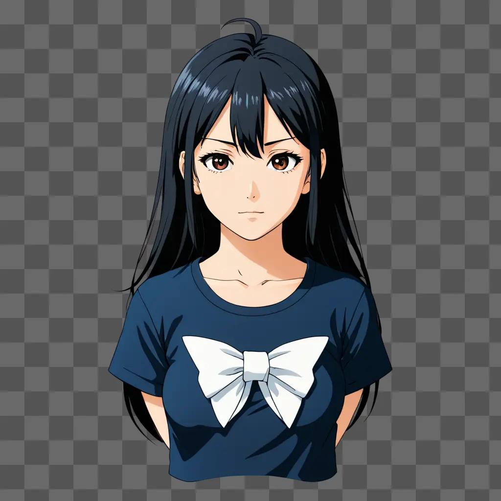 Anime girl with long dark hair