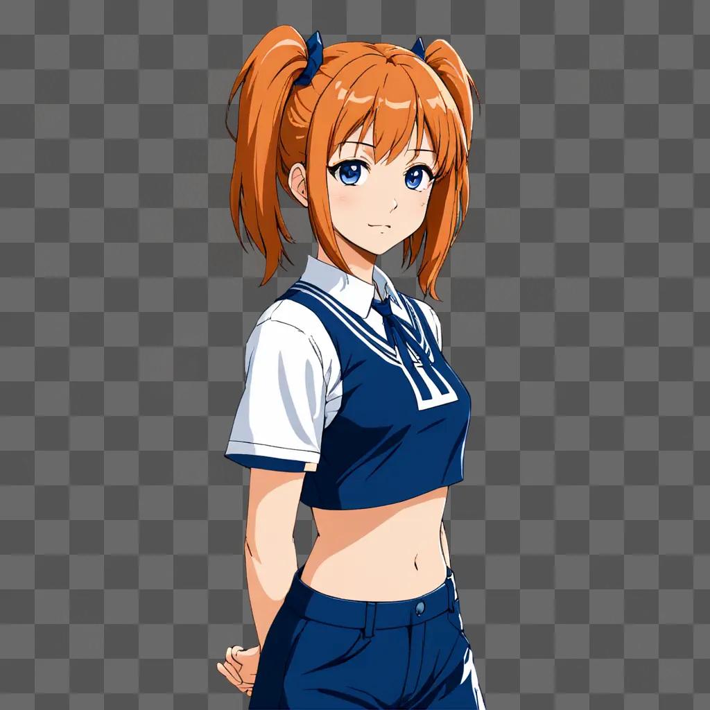 Anime girl with pigtails in a blue outfit