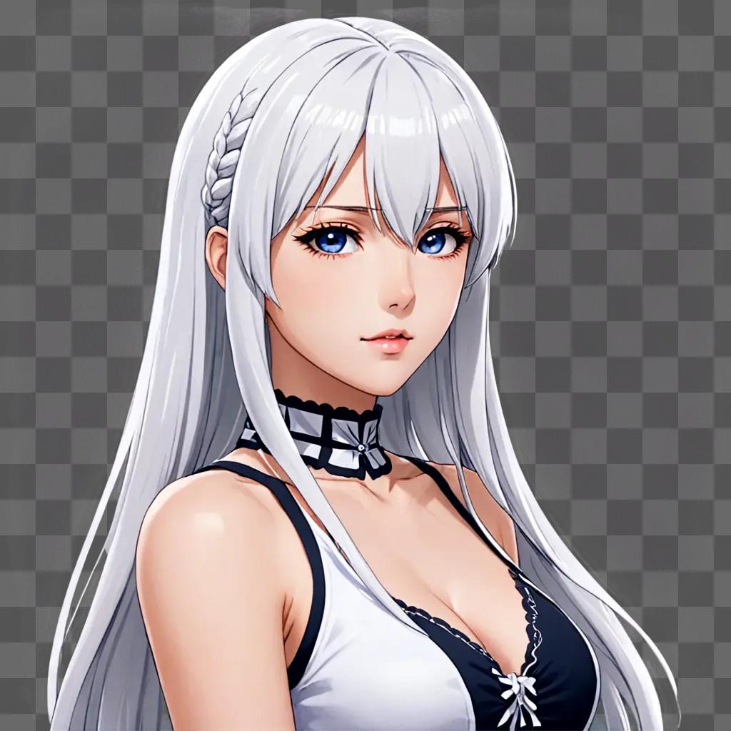 Anime girl with white hair and blue eyes