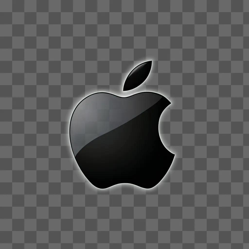 Apple logo in black and white on a dark background