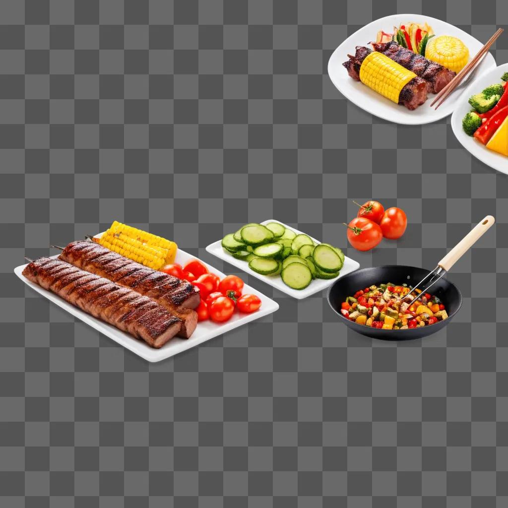 BBQフリー:テーブルの上で焼いた肉や野菜