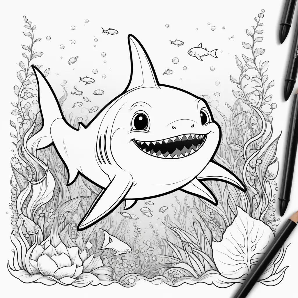 Baby shark coloring pages for children