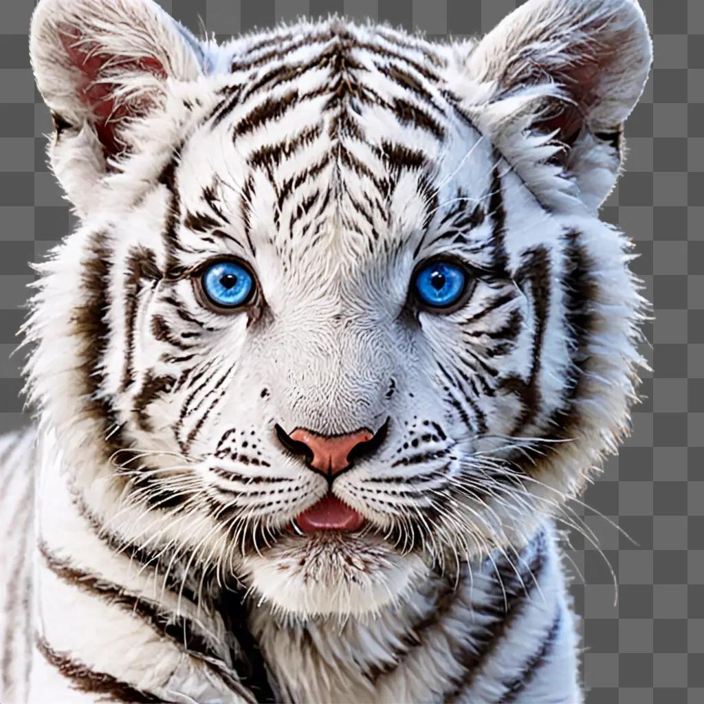 Baby white tiger with blue eyes