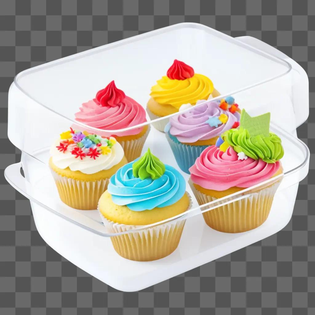 Baked goods displayed in a transparent box