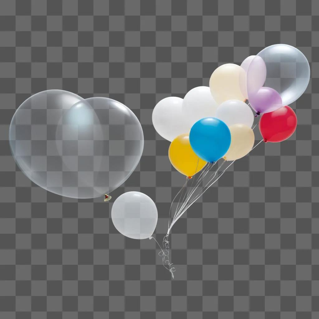 Balloons float in a transparent display