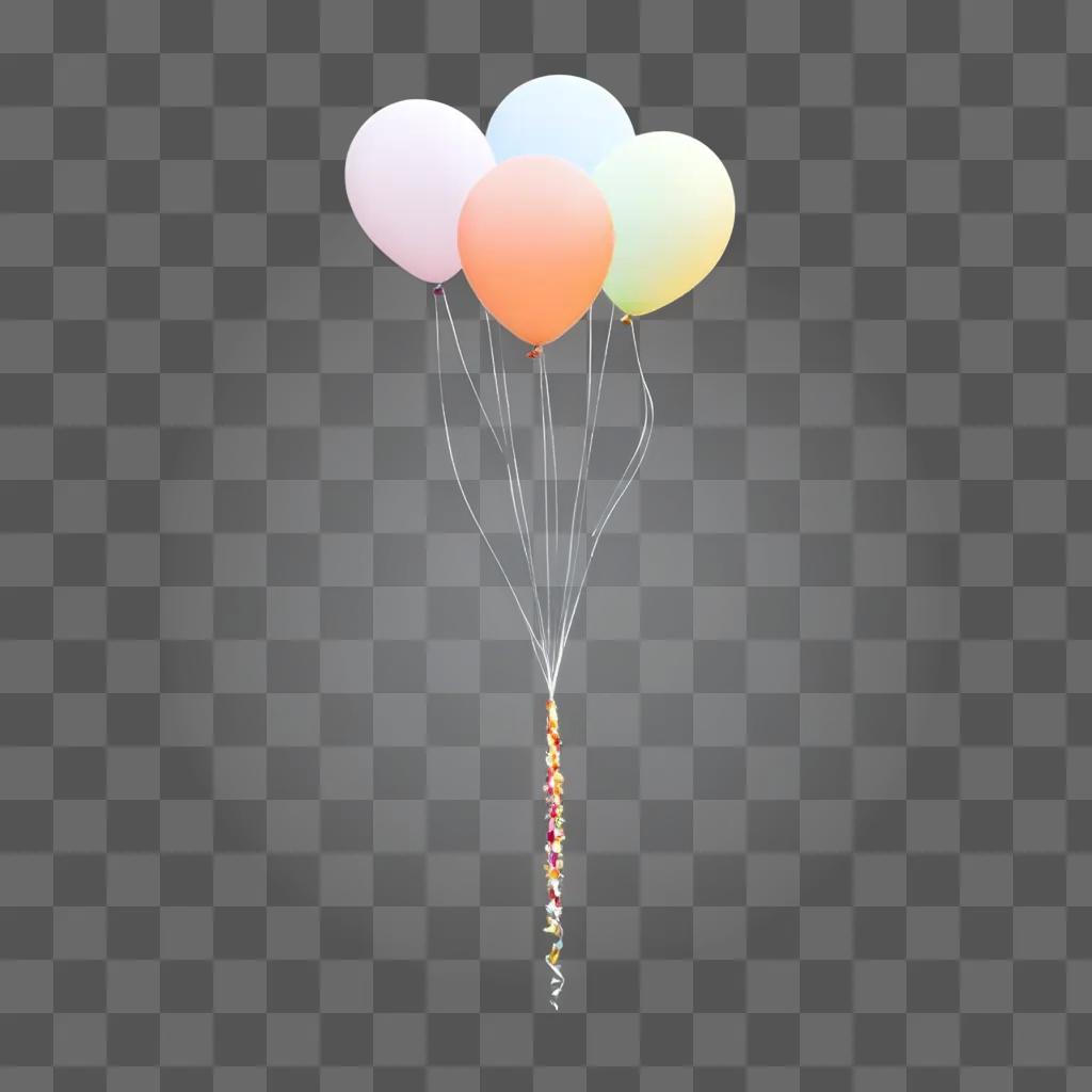 Balloons float in the air with a transparent background