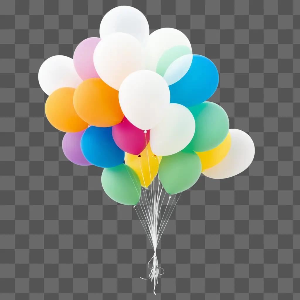 Balloons float through a transparent background