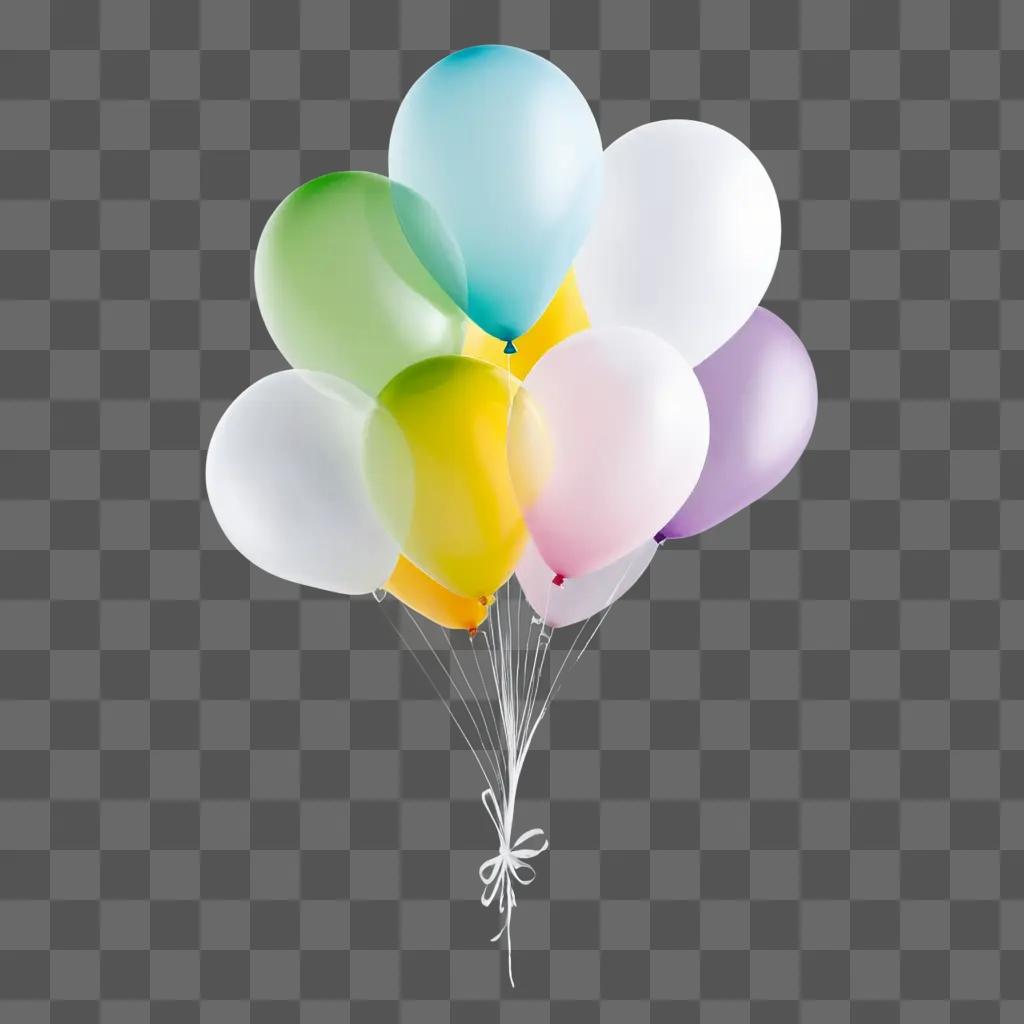 Balloons floating in a clear background