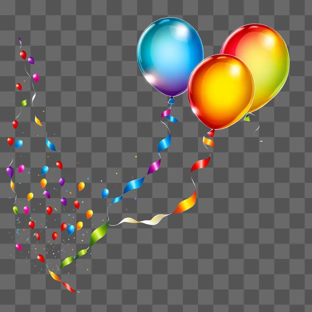 Balloons fly through the air in a rainbow of colors