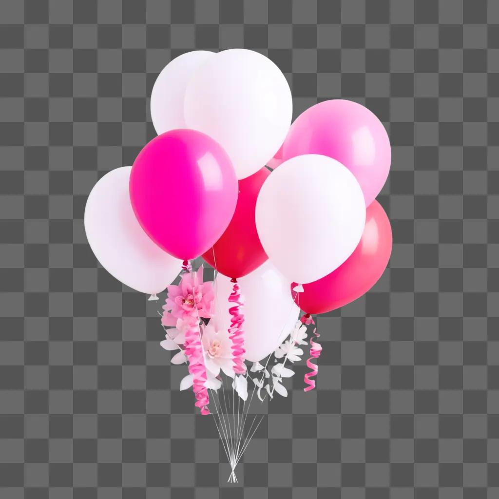 Balloons in a pink and white color scheme