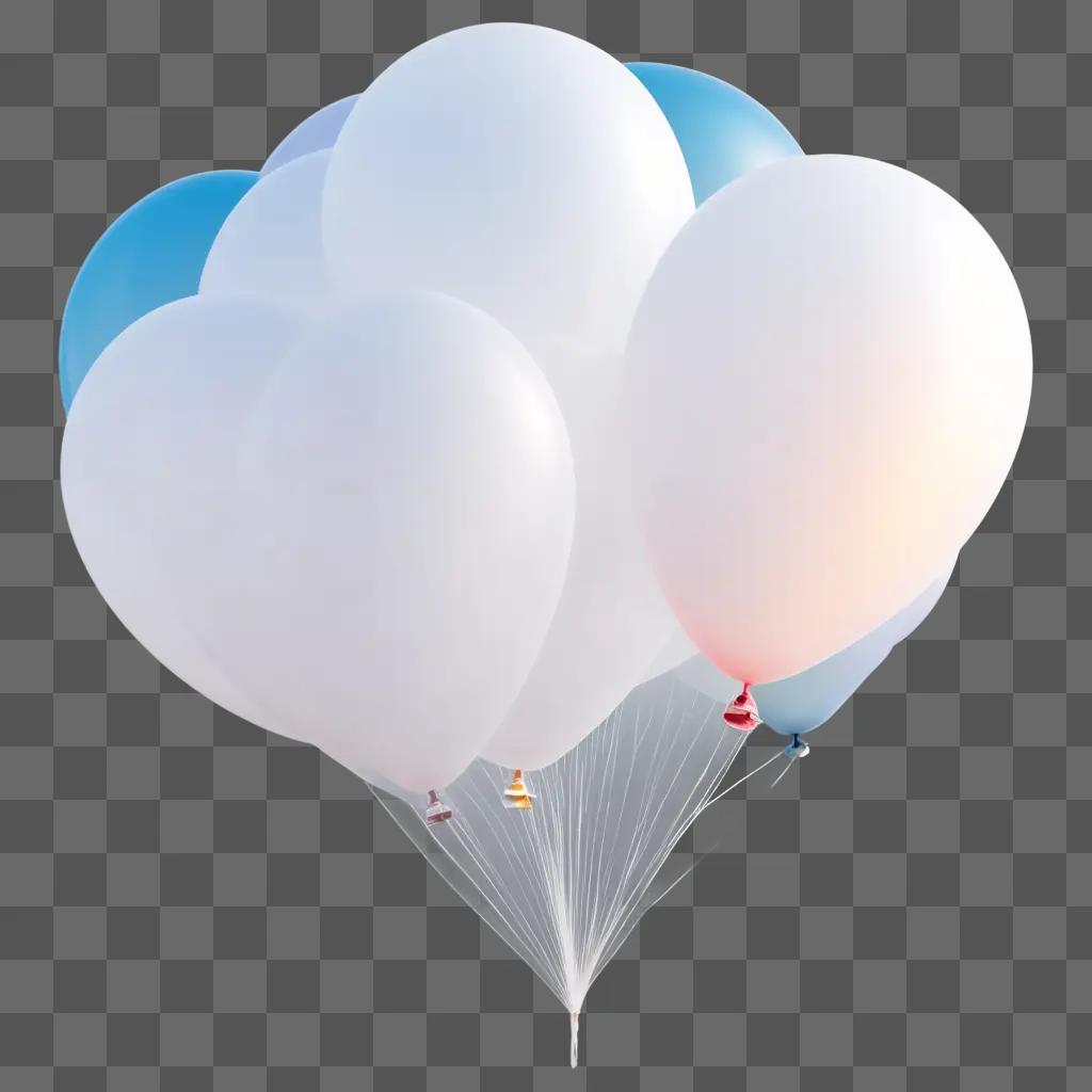 Balloons in the sky with transparent background