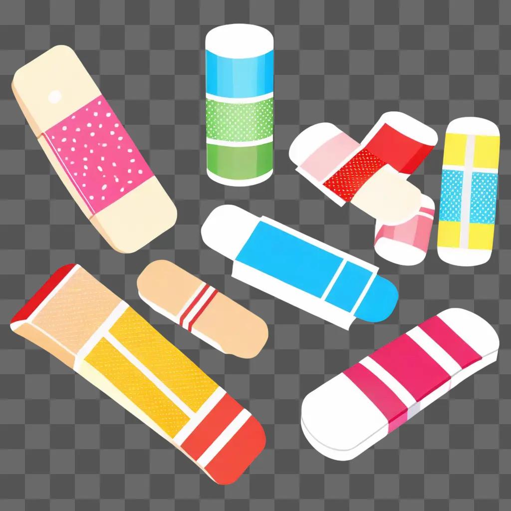 Band-aid with colorful polka dots and stripes