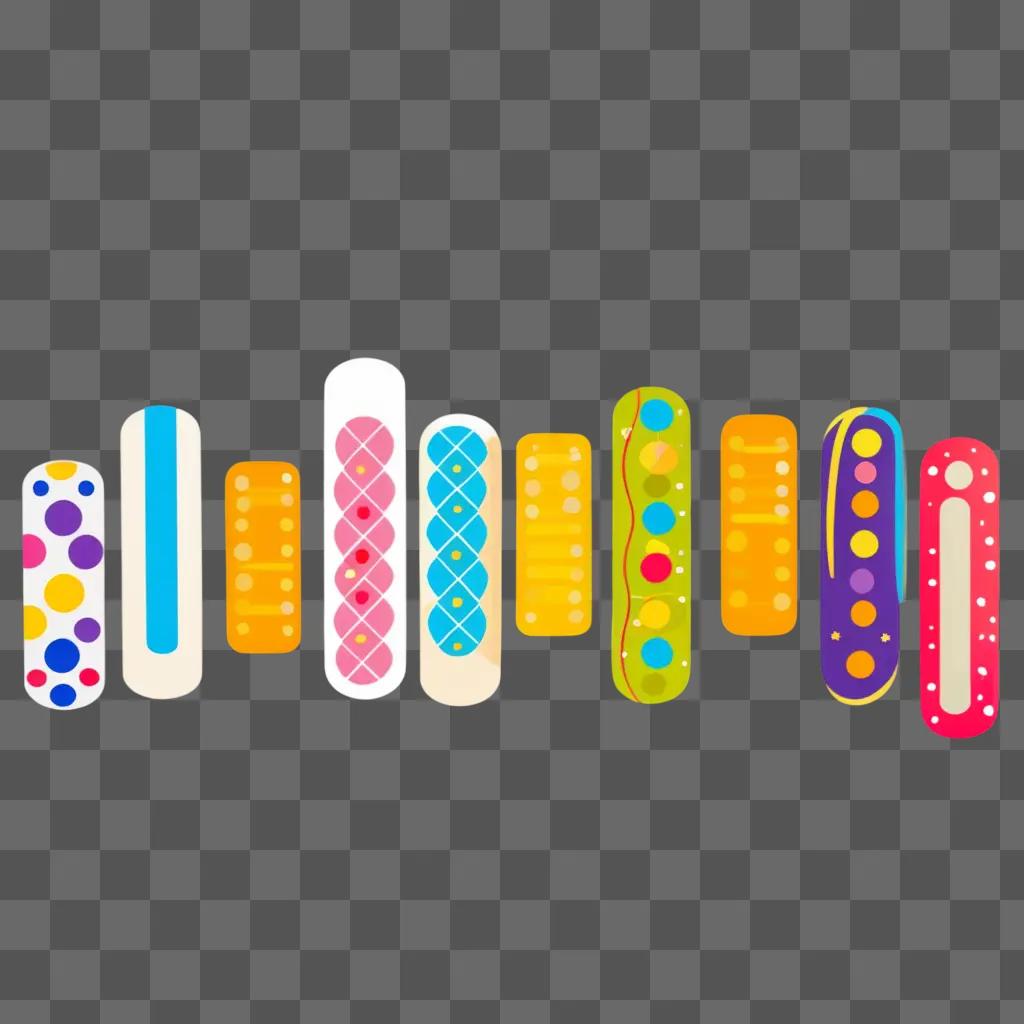 Bandaid clipart shows a rainbow of colors