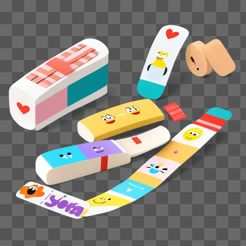 Bandaid clipart with various expressions and designs