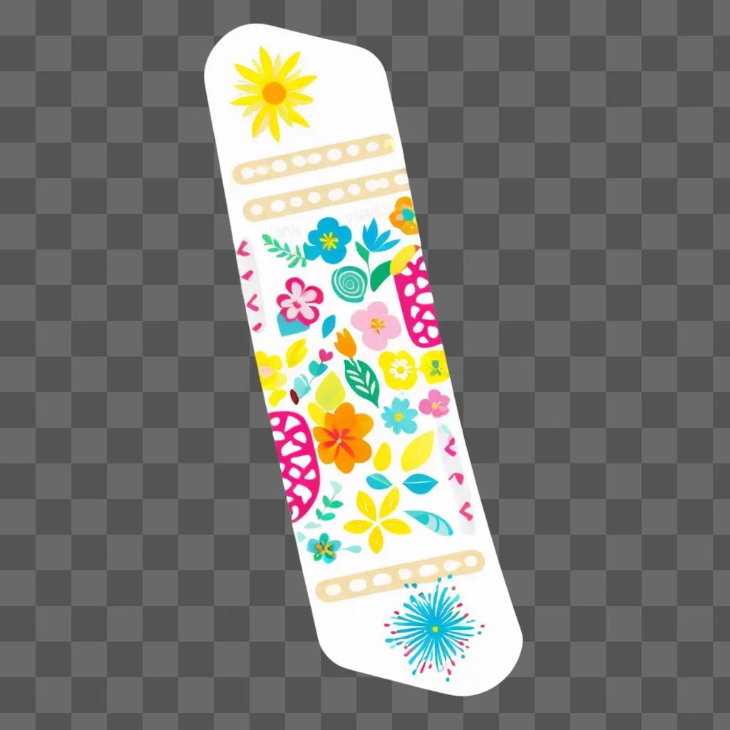 Bandaid with floral design on a white background