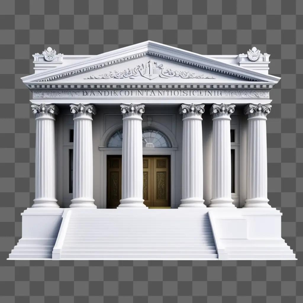 Bank building with white columns and steps