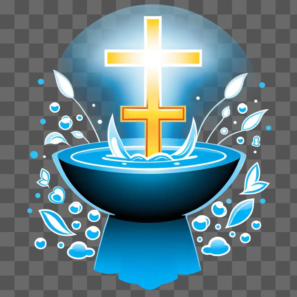 Baptism Clipart: Cross and Water