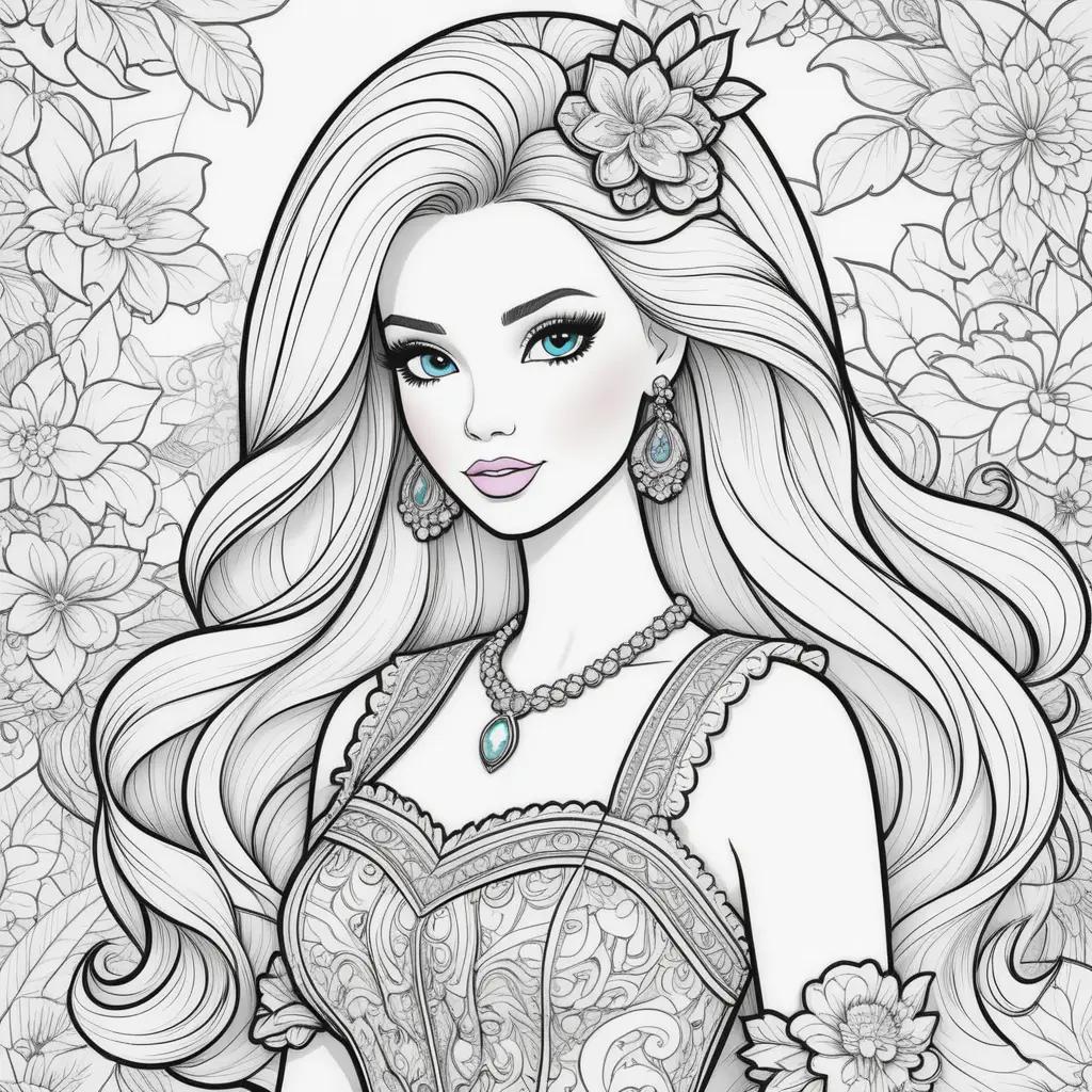 Barbie Coloring Pages Featuring A Beautiful Woman