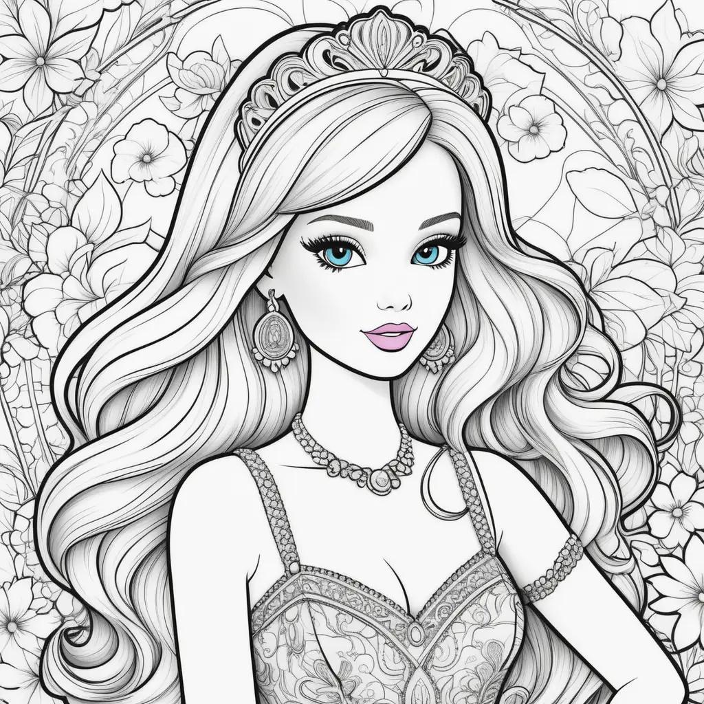 Barbie Coloring Pages Featuring a Princess