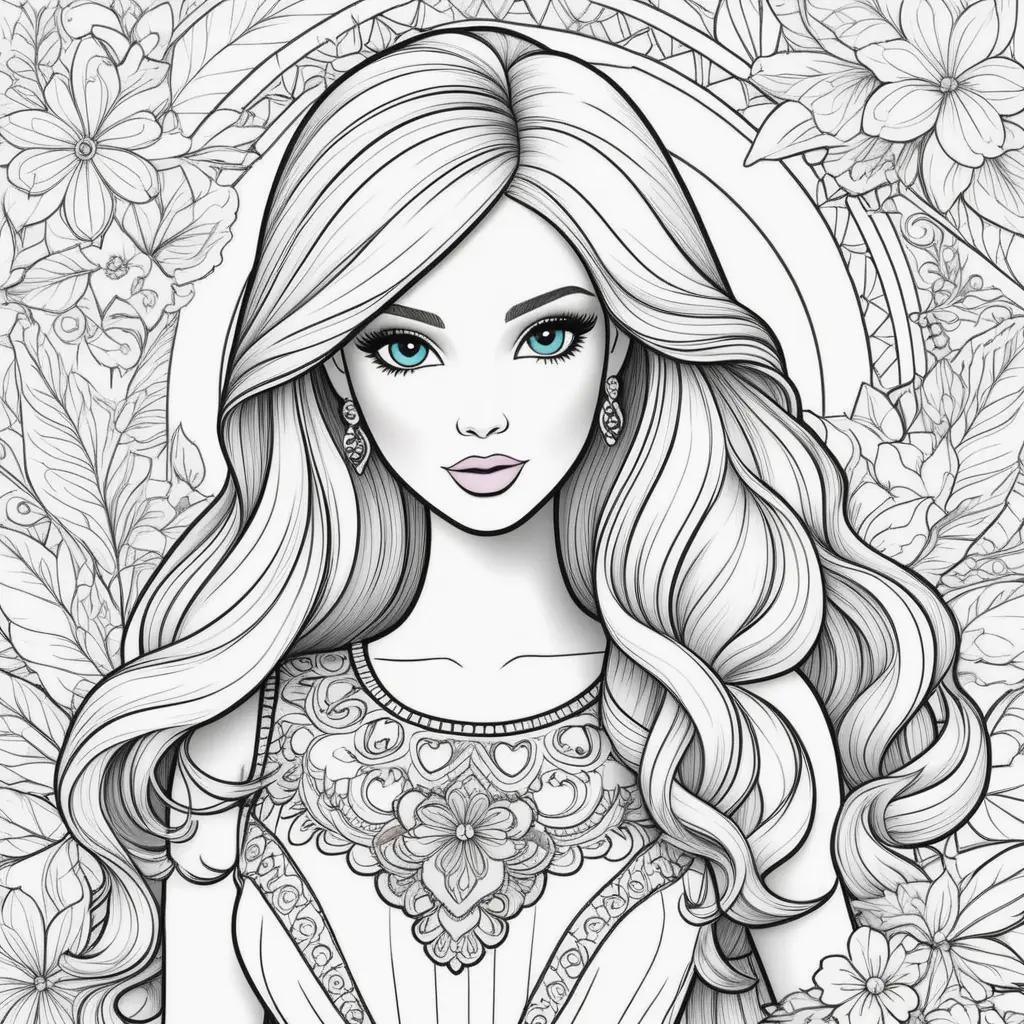 Barbie Coloring Pages in Black and White