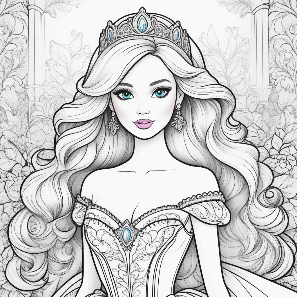 Barbie Coloring Pages of Princess Barbie