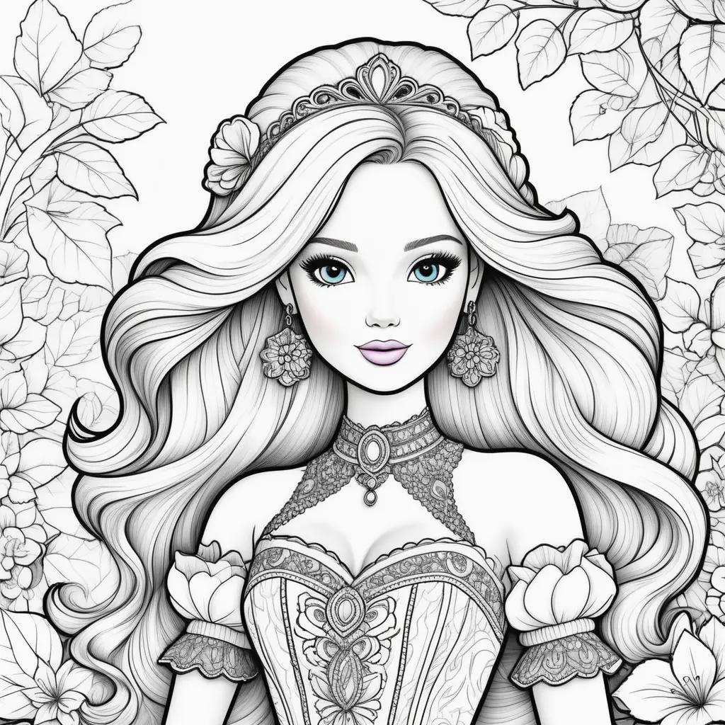 Barbie Coloring Pages with Black and White Design