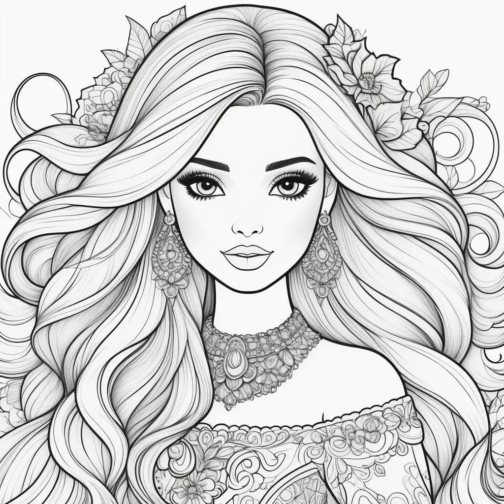 Barbie Coloring Pages with a Barbie Dressed in a Dress