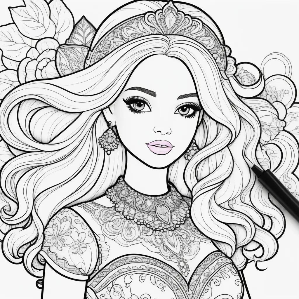 Barbie Coloring Pages with a Dazzling Crown