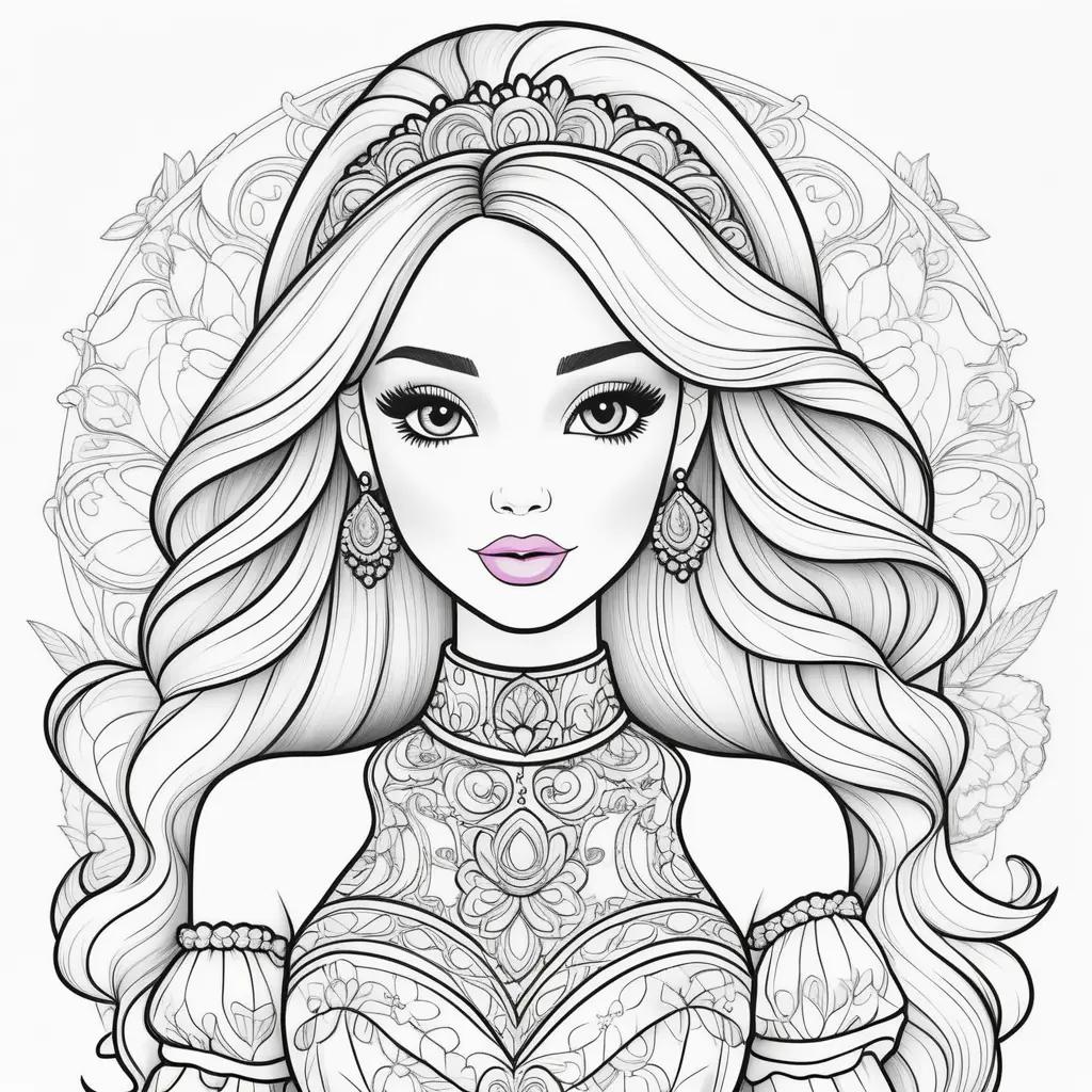 Barbie coloring pages for adults with intricate designs