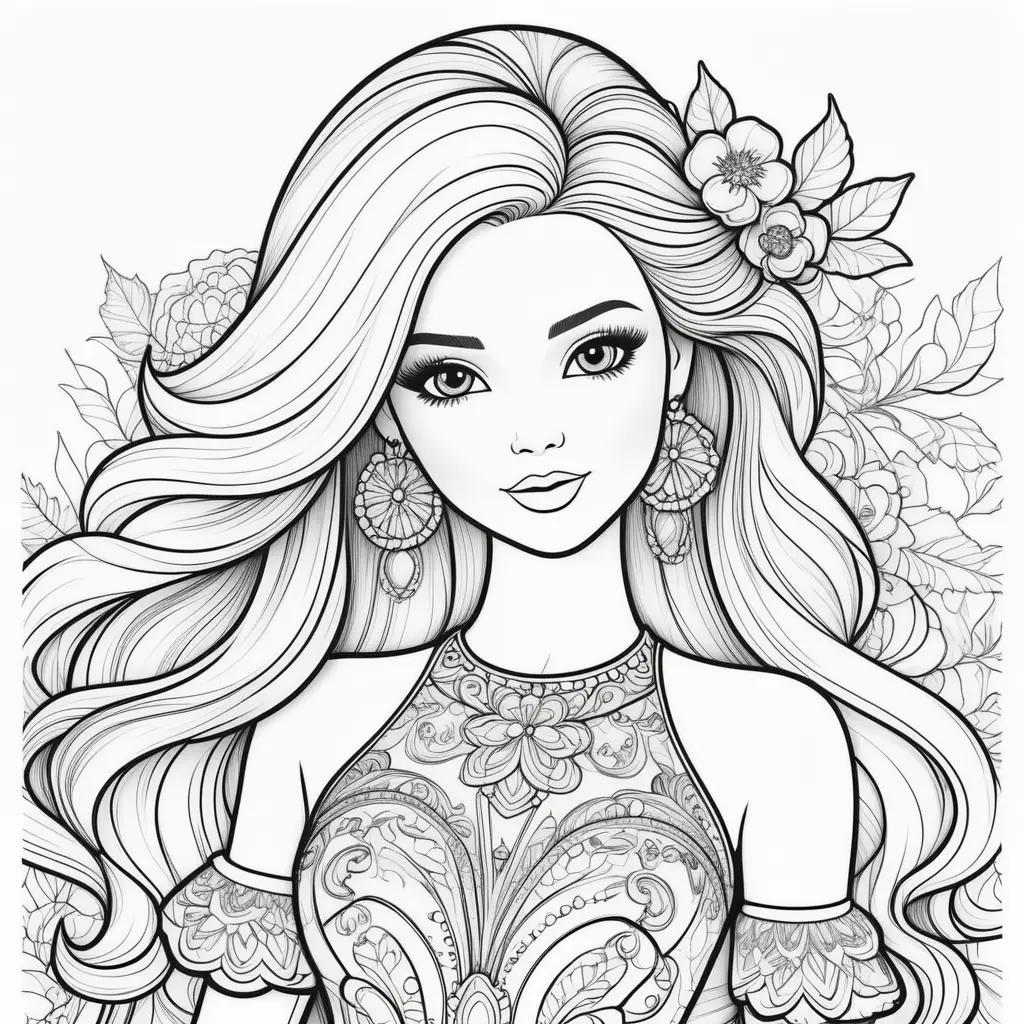 Barbie coloring pages for adults with intricate details