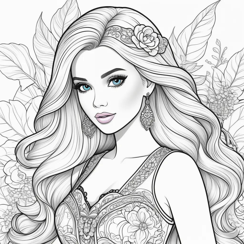 Barbie coloring pages print: Coloring book for adults with barbie