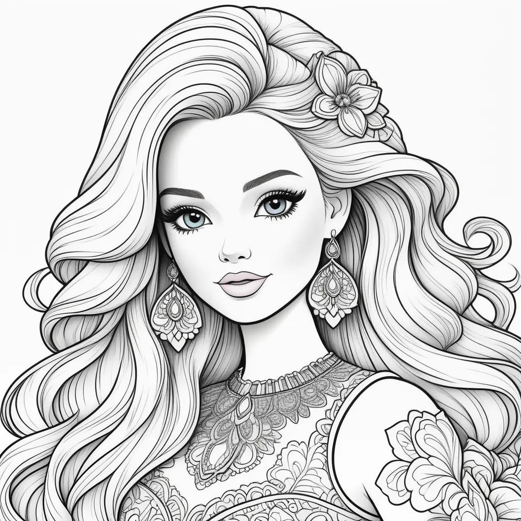 Barbie coloring pages print with intricate details and beautiful designs