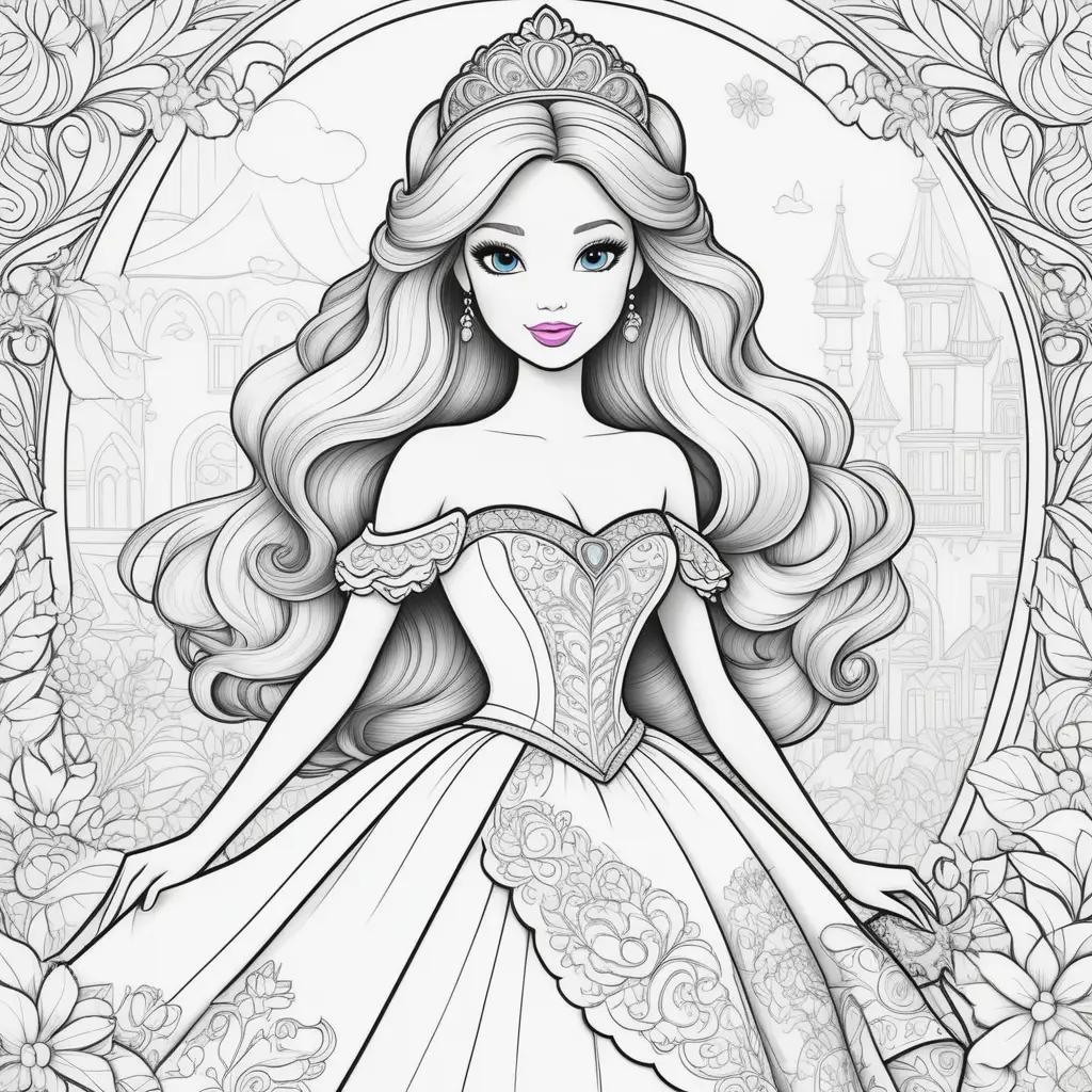 Barbie coloring pages with a princess