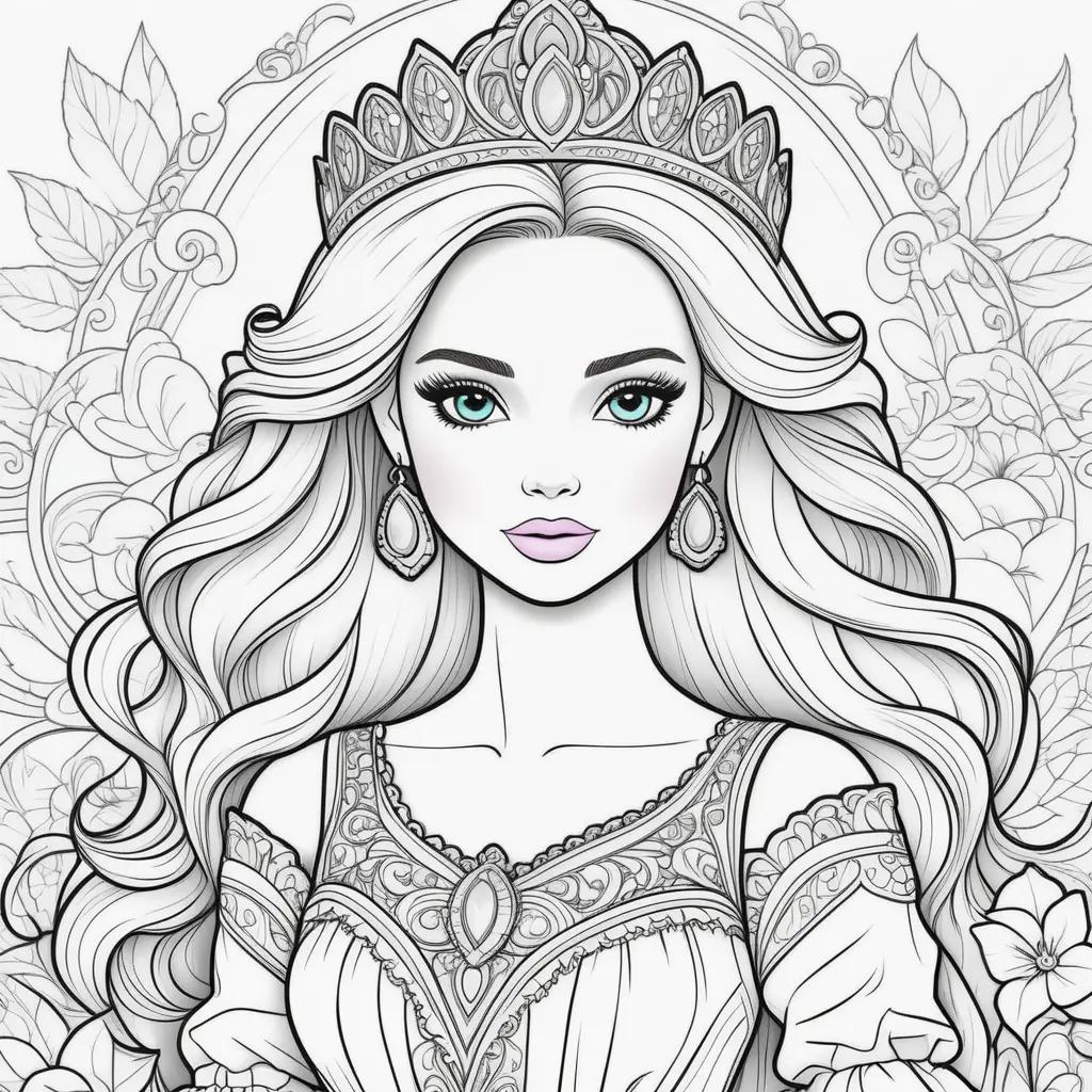 Barbie coloring pages with a princess